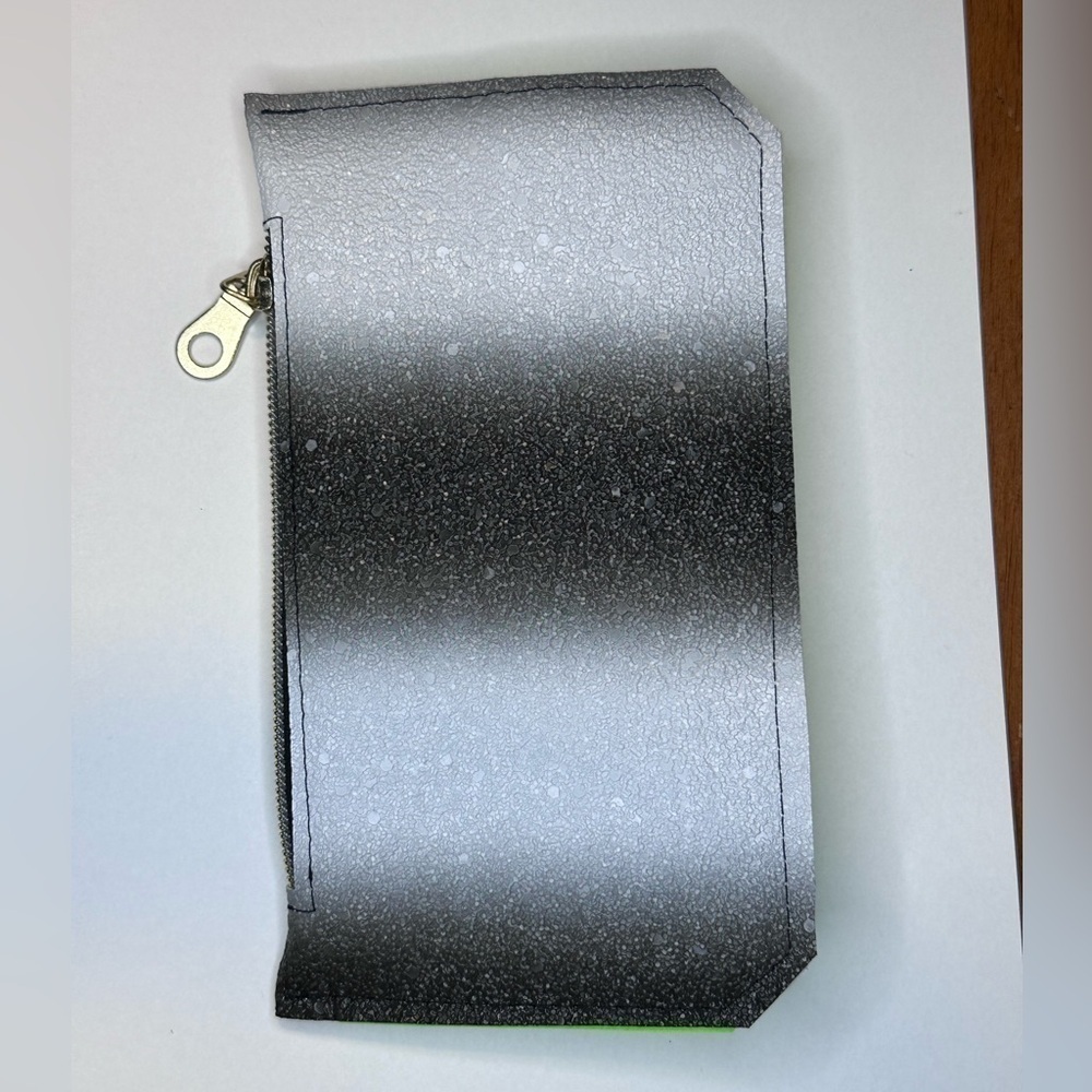Wallet handmade green black white stripe gold color plastic zipper - Picture 8 of 8